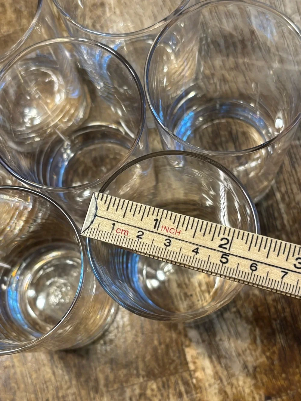 Set of 7 Clear Glass Juice Tumblers Highball Glasses Heavy Base MCM Style